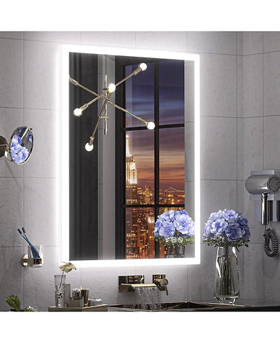 keonjinn Frontlit & Backlit Led Bathroom Vanity Mirror Wall Mirror with Anti Fog 3 Color Dimmable