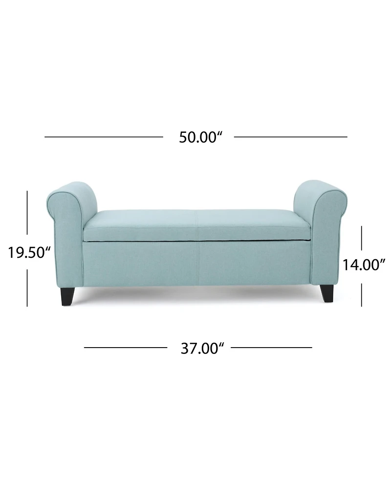 50" Upholstered Storage Ottoman Bench with Rolled Arms, Storage for Small Spaces-The Pop Home