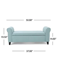 50" Upholstered Storage Ottoman Bench with Rolled Arms, Storage for Small Spaces-The Pop Home