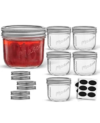 JoyJolt Wide Set of 6 Mason Jars with Airtight Lids