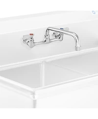 Gridmann Commercial Wall Mount Sink Faucet, 8" Center with 12" Swivel Spout, Nsf, Dual Lever Handles, Brass Construction, Chrome Polished Fi