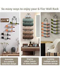 Sorbus 6-Bottle Wall Mounted Wine Rack - Vertical Display with Curved Cradles for Stylish Wine Storage