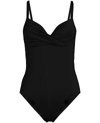 Lands' End Petite Sculpting Suit Targeted Control Draped High Leg One Piece Swimsuit