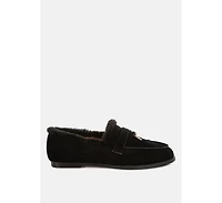 Ohrid Suede & Faux Fur Flat Loafers