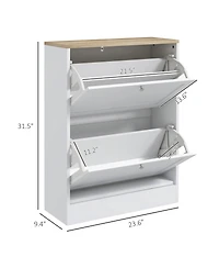 Homcom Slim Shoe Cabinet with 2 Flip Drawers & Adjustable Shelves,