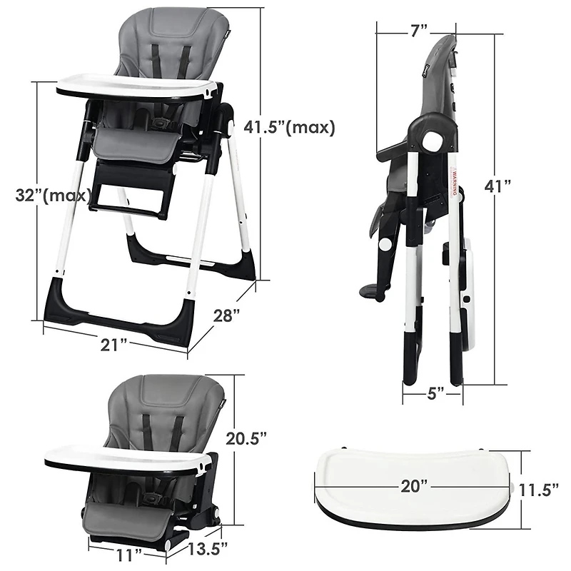 Gouun 4-in-1 High Chair–Booster Seat with Adjustable Height and Recline