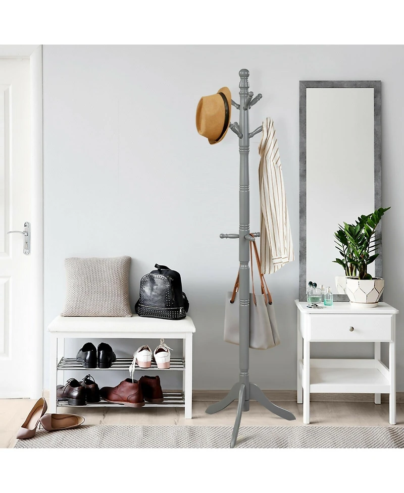 Gouun Entryway Height Adjustable Coat Stand with 9 Hooks