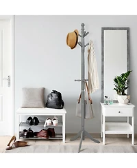 Gouun Entryway Height Adjustable Coat Stand with 9 Hooks