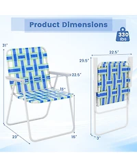 Gouun 2 Pieces Folding Beach Chair Camping Lawn Webbing Chair