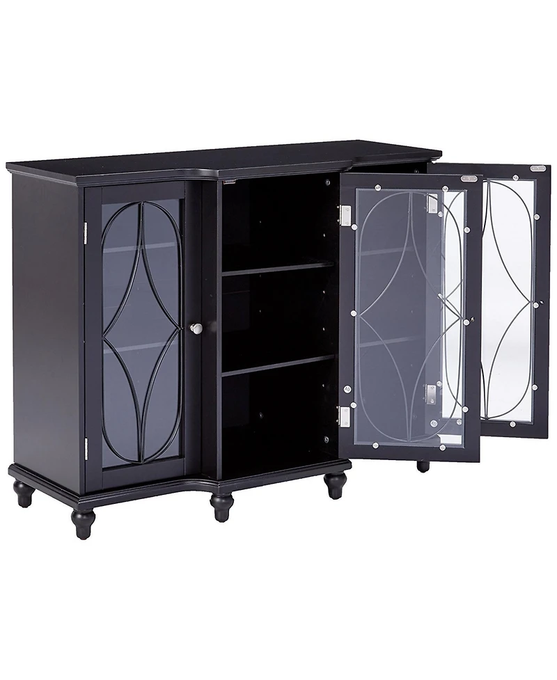 Kings Brand Furniture Wood Storage Sideboard Buffet Cabinet Console Table, Black