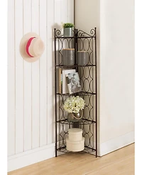 Kings Brand Furniture Brushed Copper Metal 5 Tier Shelf Corner Rack Unit