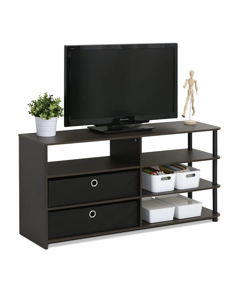 Furinno Tv Stand Hold up to 50" Media Entertainment Center Bookcase Shelves with 2 Drawers