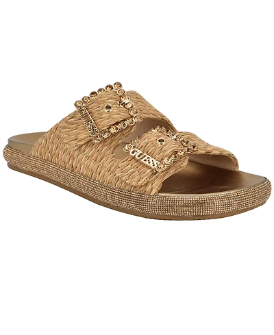 Guess Women's Funzya Embellished Double Band Footbed Sandals