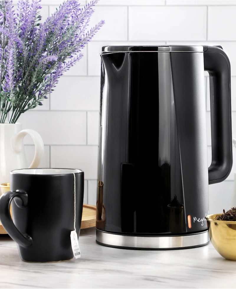 MegaChef 1.7 Quart Double Wall Stainless Steel Electric Tea Kettle