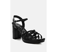 Sparks Fly Glitter Strappy Block Sandals Women