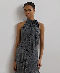 Lauren Ralph Lauren Women's Paisley Belted Georgette Tiered Gown