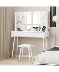 gaomon Makeup Vanity Desk, Vanity Mirror with Lights Desk and Chair