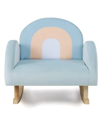 Gouun Toddler Rocking Chair with Solid Rubber Wood Frame Soft Velvet Cover