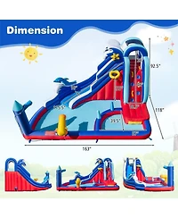 Gouun 6-In-1 Inflatable Water Park with Climbing Wall Splash Pool (Without Blower)