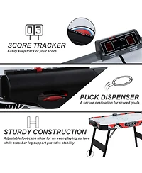 Sugift 48" Foldable Air Hockey Table, Mid-Size Indoor Game Table w/Led Scoreboard, Pushers & Pucks, Easy Assembly