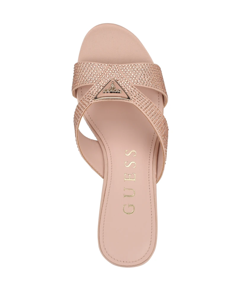 Guess Women's Lonaa Rhinestone Cork Platform Wedge Sandals