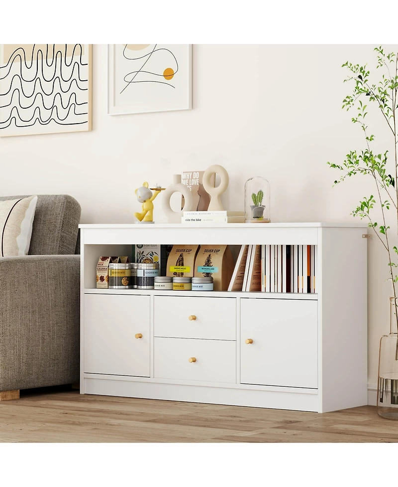 Kids Toy Storage Organizer Wooden Children Bookshelf Chest with Open Shelf
