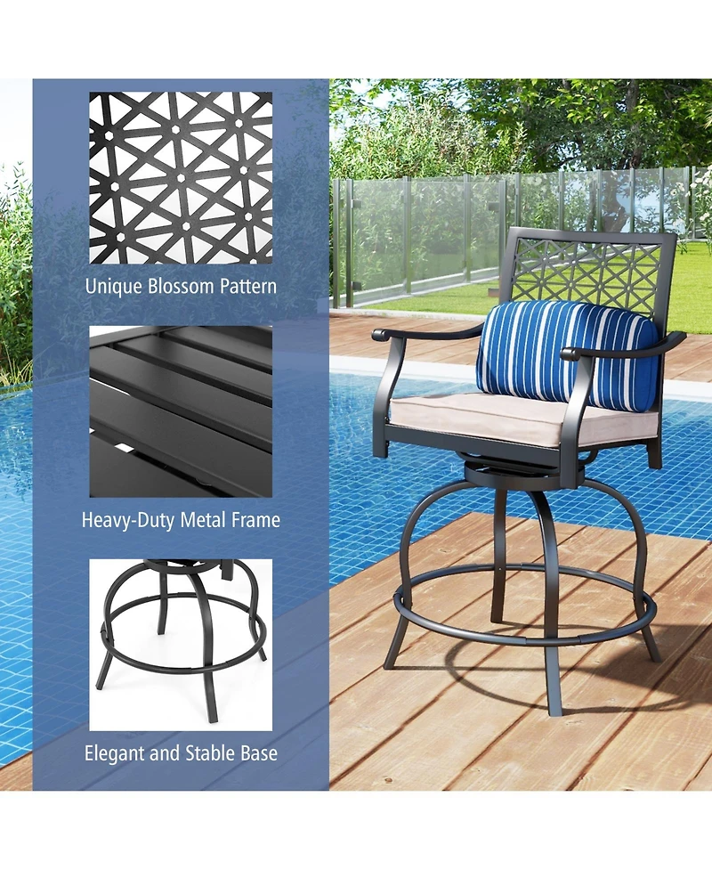 Gouun Set of 2 Outdoor Bar Height Chair with Soft Cushions