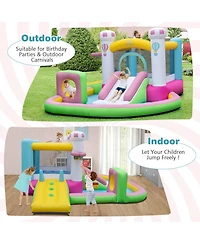 Costway Inflatable Bounce House with Slide Jumping Area Obstacle Ball Pit 502W Blower
