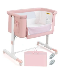 Gouun Portable Baby Bedside Bassinet with 5-level Adjustable Heights and Travel Bag
