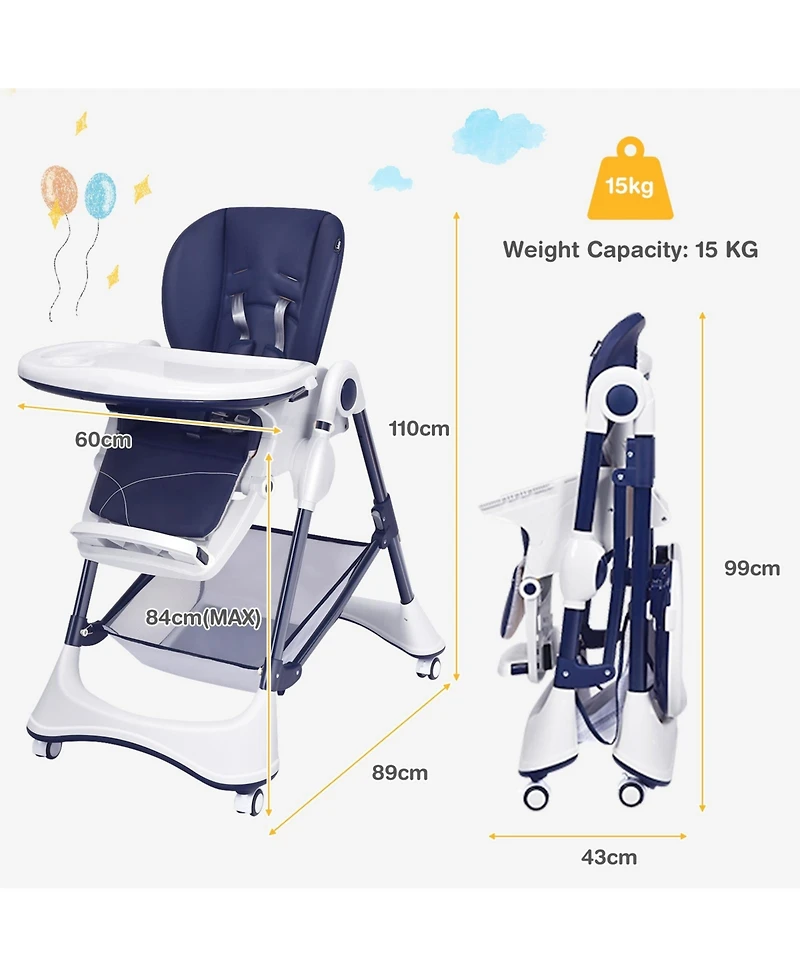 Gouun A-Shaped High Chair with 4 Lockable Wheels