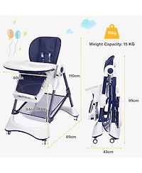 Gouun A-Shaped High Chair with 4 Lockable Wheels