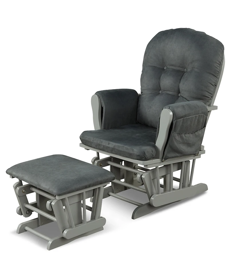 Glider and Ottoman Cushion Set Wood Baby Nursery Rocking Chair