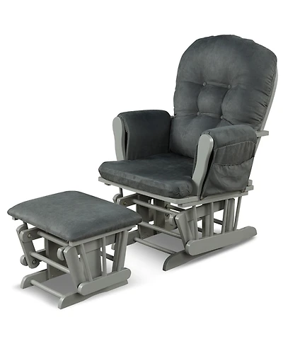 Glider and Ottoman Cushion Set Wood Baby Nursery Rocking Chair