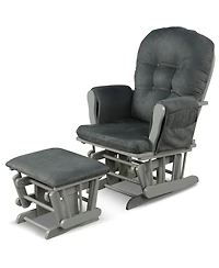 Glider and Ottoman Cushion Set Wood Baby Nursery Rocking Chair