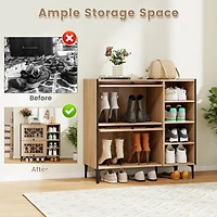 Costway Shoe Storage Cabinet with Flip Doors Adjustable and Removable Shelves for Entryway