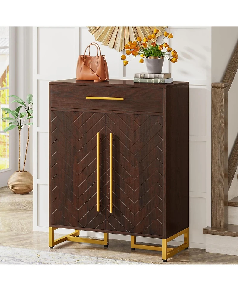Tribesigns Shoe Cabinet with Doors, 20 Pairs Shoe Storage Cabinet with Drawer for Entryway, Modern Shoe Rack Organizer with Adjustable Shelves for Hal