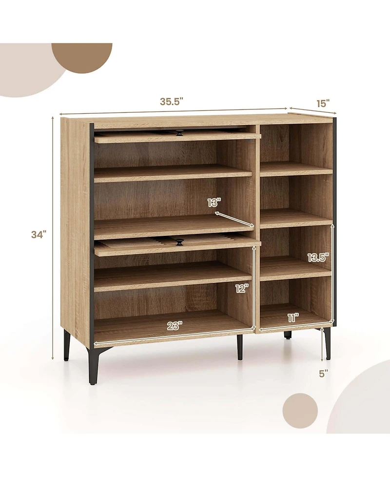 Costway Shoe Storage Cabinet with Flip Doors Adjustable and Removable Shelves for Entryway