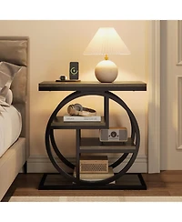 Tribesigns End Table, 4-Tier Narrow Side Table with Storage Shelves, Industrial Bedside for Bedroom, Wood Small Sofa