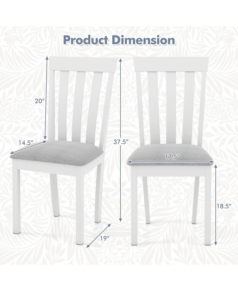 Gouun Dining Chair Set of 2 Upholstered Wooden Kitchen Chairs with Padded Seat and Rubber Wood Frame