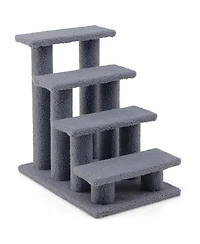 Sugift 4-Step Pet Stairs Carpeted Ladder Ramp Scratching Post Cat Tree Climber