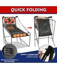 Sugift Foldable Basketball Arcade Game w/Led Scoring, Dual Shot Indoor Hoop Game for 2 Players, Includes 4 Balls