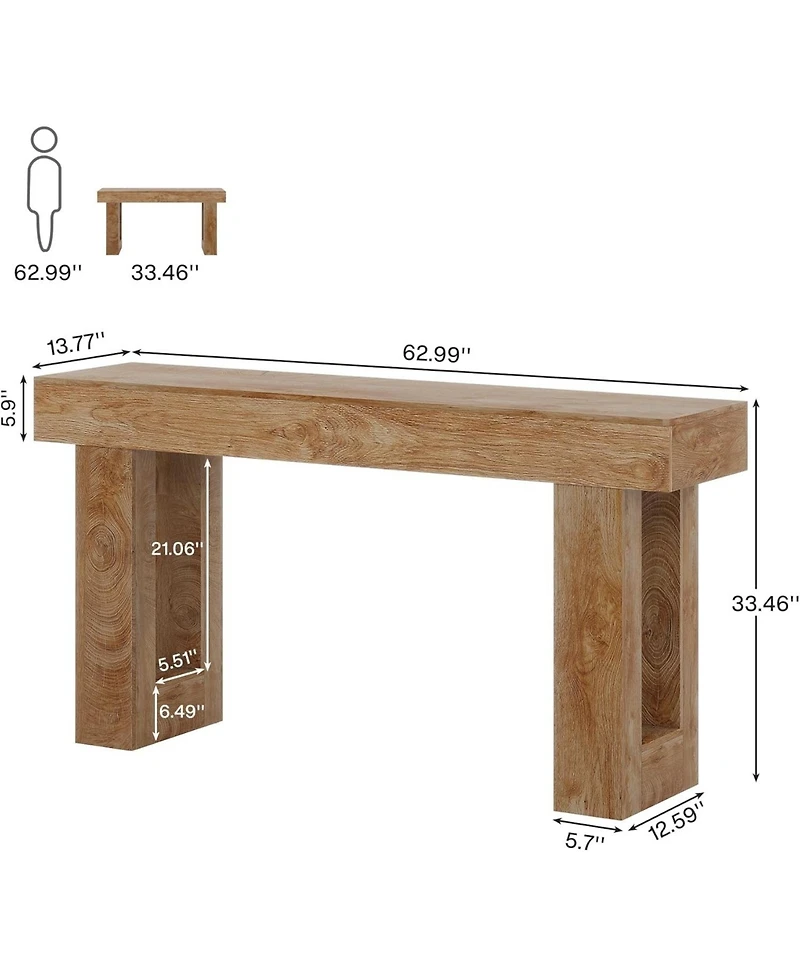 Tribesigns Long Console Table, 63 inches Wooden Rectangular Sofa Table for Behind the Couch, Farmhouse Entryway Hallway, Living Room, and En