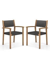 Gouun Set of 2 Stackable Outdoor Wicker Dining Chair