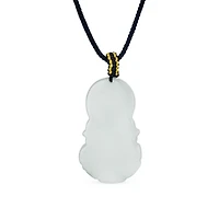 Bling Jewelry Yogi Amulet Boho Chalcedony Carved Buddha Pendant Necklace Black Cord