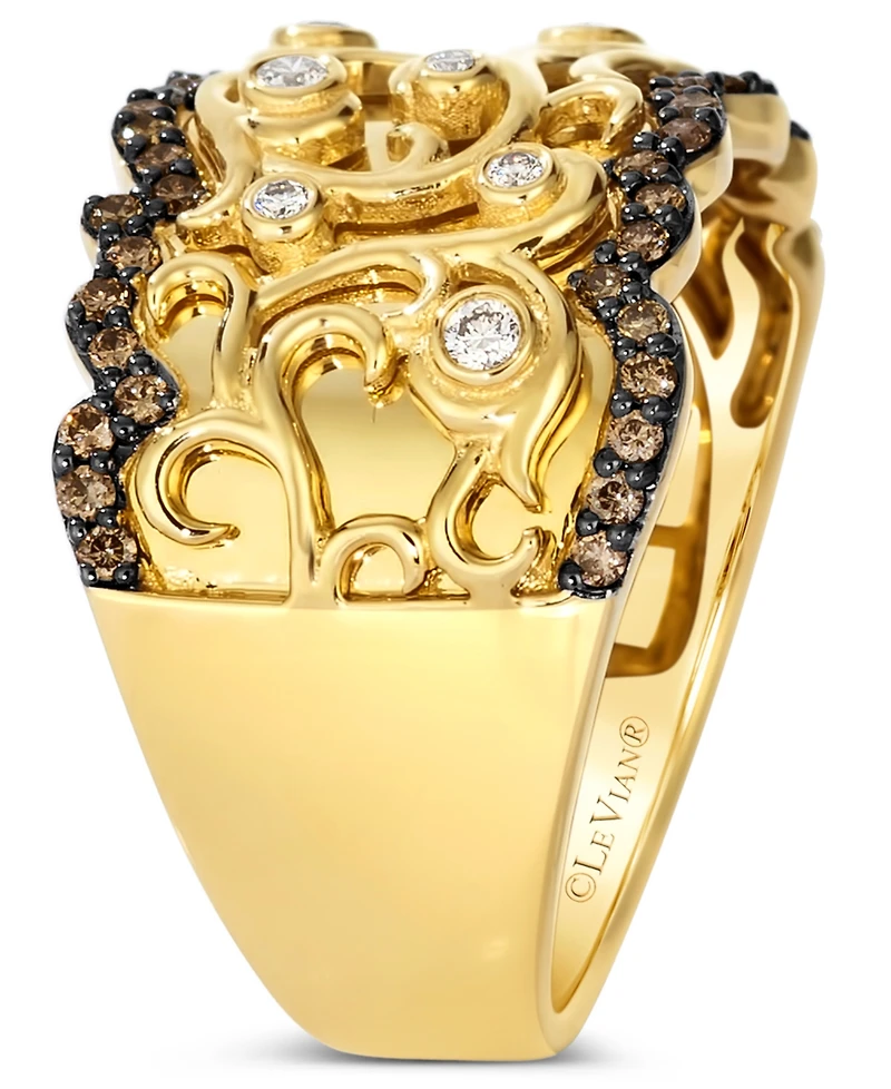 Le Vian Nude Diamond & Chocolate Diamond Filigree Ring (3/8 ct. t.w.) in 14k Honey Gold