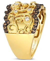 Le Vian Nude Diamond & Chocolate Diamond Filigree Ring (3/8 ct. t.w.) in 14k Honey Gold