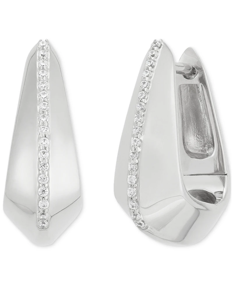 Diamond Pave Sculptural Huggie Hoop Earrings (1/10 ct. t.w.) in Sterling Silver