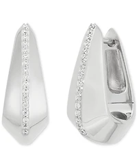 Diamond Pave Sculptural Huggie Hoop Earrings (1/10 ct. t.w.) in Sterling Silver