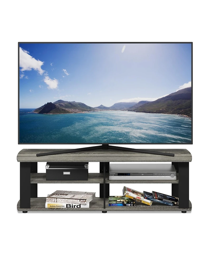 Furinno The Entertainment Center Tv Stand, French Oak Grey & Black - 13.4 x 43.3 x 13.1 in.