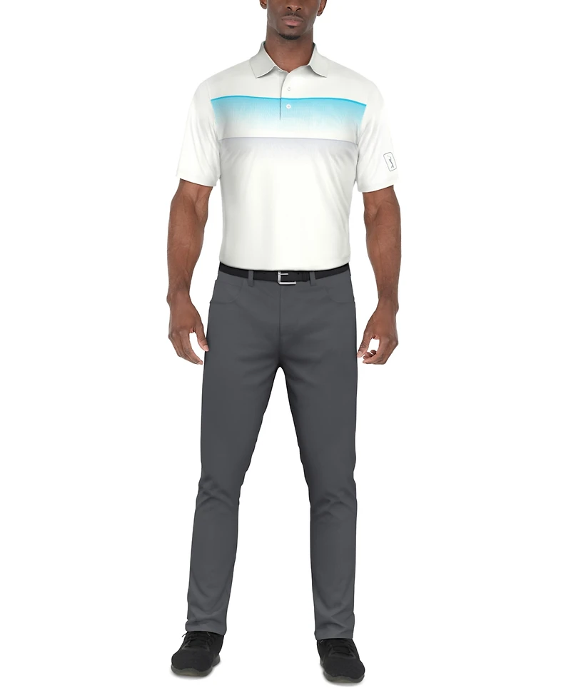 Pga Tour Men's Gradient Stripe Printed Golf Polo Shirt